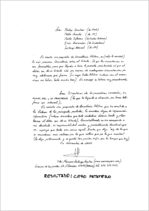 Carta a dirigentes políticoa